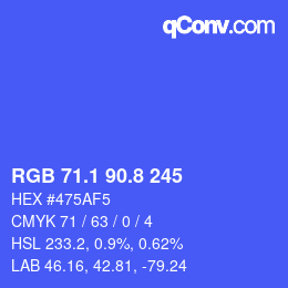 カラーコード: RGB 71.1 90.8 245 | qconv.com