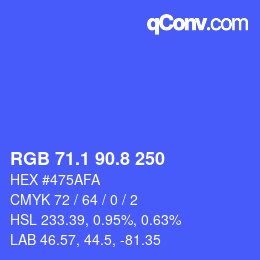 カラーコード: RGB 71.1 90.8 250 | qconv.com
