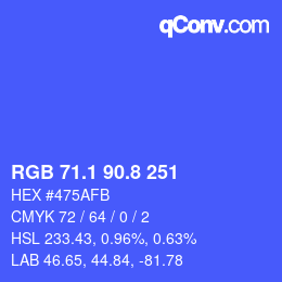 カラーコード: RGB 71.1 90.8 251 | qconv.com