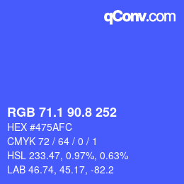 カラーコード: RGB 71.1 90.8 252 | qconv.com