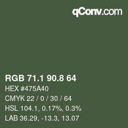 Color code: RGB 71.1 90.8 64 | qconv.com
