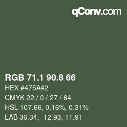 Color code: RGB 71.1 90.8 66 | qconv.com
