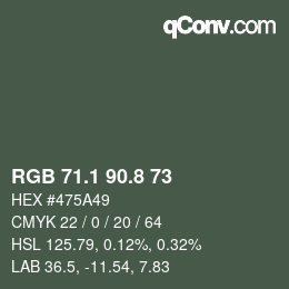 Color code: RGB 71.1 90.8 73 | qconv.com