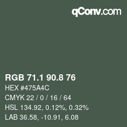 Color code: RGB 71.1 90.8 76 | qconv.com