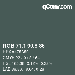Color code: RGB 71.1 90.8 86 | qconv.com
