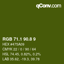 Color code: RGB 71.1 90.8 9 | qconv.com
