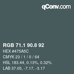 Color code: RGB 71.1 90.8 92 | qconv.com