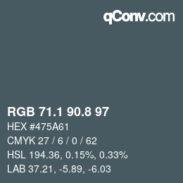 カラーコード: RGB 71.1 90.8 97 | qconv.com