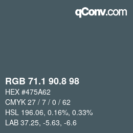 カラーコード: RGB 71.1 90.8 98 | qconv.com