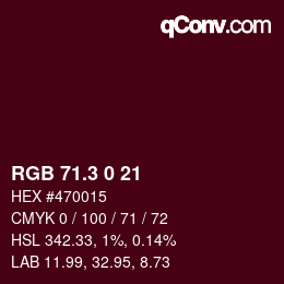カラーコード: RGB 71.3 0 21 | qconv.com
