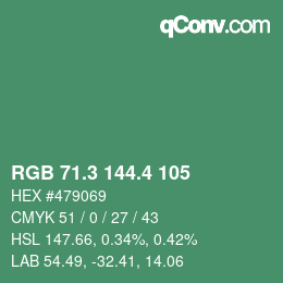 カラーコード: RGB 71.3 144.4 105 | qconv.com