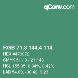 カラーコード: RGB 71.3 144.4 114 | qconv.com