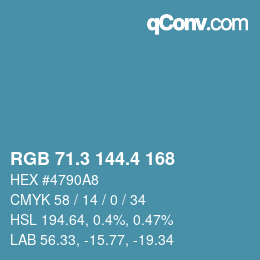 カラーコード: RGB 71.3 144.4 168 | qconv.com