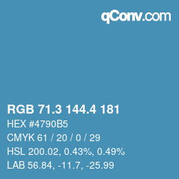 カラーコード: RGB 71.3 144.4 181 | qconv.com