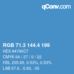カラーコード: RGB 71.3 144.4 199 | qconv.com