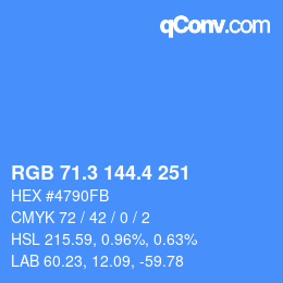 カラーコード: RGB 71.3 144.4 251 | qconv.com