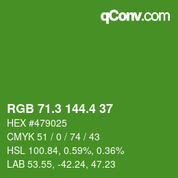 カラーコード: RGB 71.3 144.4 37 | qconv.com