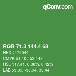 カラーコード: RGB 71.3 144.4 68 | qconv.com