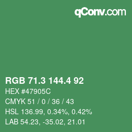カラーコード: RGB 71.3 144.4 92 | qconv.com