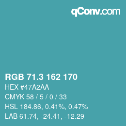 カラーコード: RGB 71.3 162 170 | qconv.com