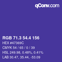 カラーコード: RGB 71.3 54.4 156 | qconv.com