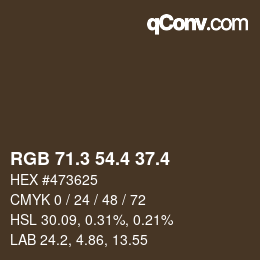 カラーコード: RGB 71.3 54.4 37.4 | qconv.com