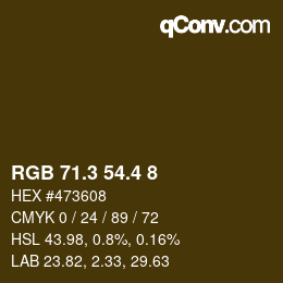 カラーコード: RGB 71.3 54.4 8 | qconv.com