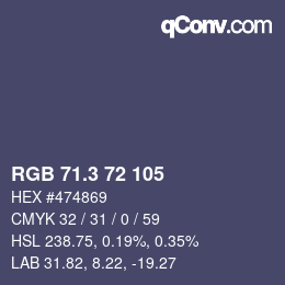 カラーコード: RGB 71.3 72 105 | qconv.com