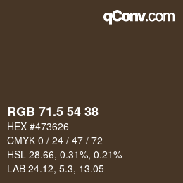 Code couleur: RGB 71.5 54 38 | qconv.com