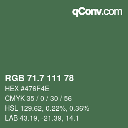 カラーコード: RGB 71.7 111 78 | qconv.com
