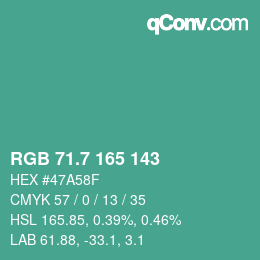 カラーコード: RGB 71.7 165 143 | qconv.com