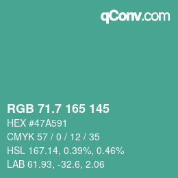 カラーコード: RGB 71.7 165 145 | qconv.com