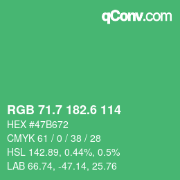 カラーコード: RGB 71.7 182.6 114 | qconv.com