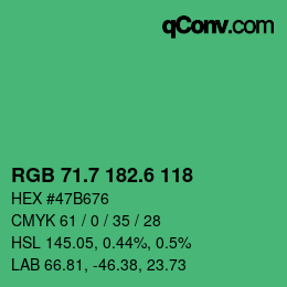 カラーコード: RGB 71.7 182.6 118 | qconv.com