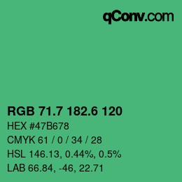 カラーコード: RGB 71.7 182.6 120 | qconv.com