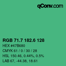 カラーコード: RGB 71.7 182.6 128 | qconv.com