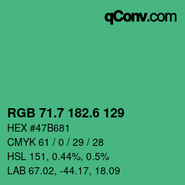 カラーコード: RGB 71.7 182.6 129 | qconv.com