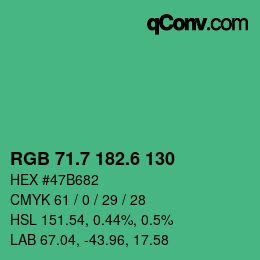カラーコード: RGB 71.7 182.6 130 | qconv.com