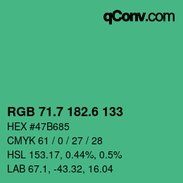 カラーコード: RGB 71.7 182.6 133 | qconv.com