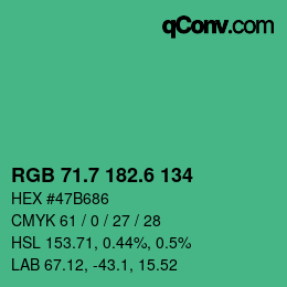 カラーコード: RGB 71.7 182.6 134 | qconv.com