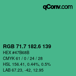 カラーコード: RGB 71.7 182.6 139 | qconv.com