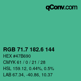 カラーコード: RGB 71.7 182.6 144 | qconv.com
