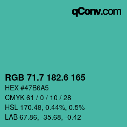 カラーコード: RGB 71.7 182.6 165 | qconv.com