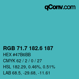 カラーコード: RGB 71.7 182.6 187 | qconv.com