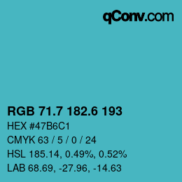 カラーコード: RGB 71.7 182.6 193 | qconv.com