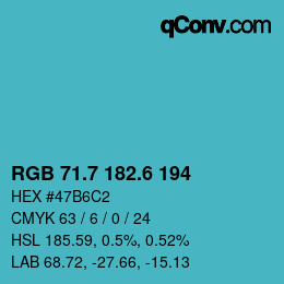 カラーコード: RGB 71.7 182.6 194 | qconv.com