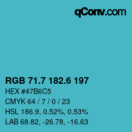 カラーコード: RGB 71.7 182.6 197 | qconv.com
