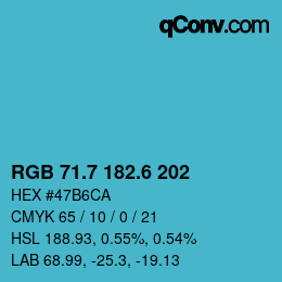 カラーコード: RGB 71.7 182.6 202 | qconv.com
