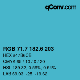 カラーコード: RGB 71.7 182.6 203 | qconv.com