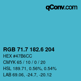 カラーコード: RGB 71.7 182.6 204 | qconv.com